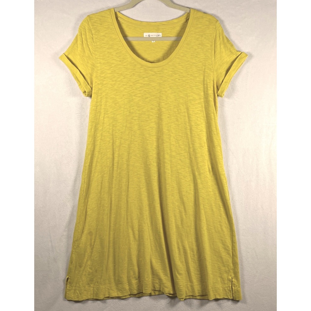 lou & grey for loft 100% cotton slub t shirt dress S coastal summer vacation